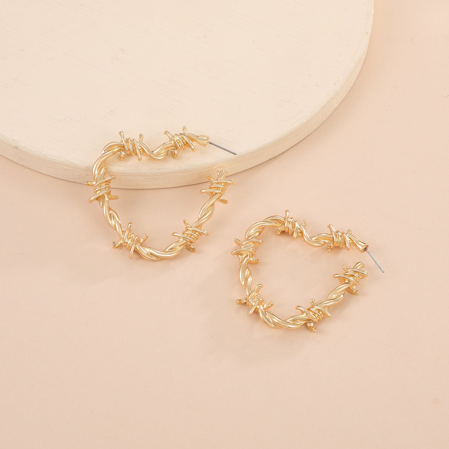 Wholesale Retro Exaggerated Cold Wind Thorn Love Earrings